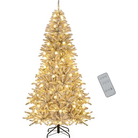 Albero di Natale innevato 210cm con 65 sfere luminose e 350 luci LED bianche calde (1/3)