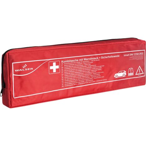 KFZ Verbandstasche rot nach DIN 13164:2022 inkl. Pannendreieck und Warnweste, Erste Hilfe Set Auto (1/5)