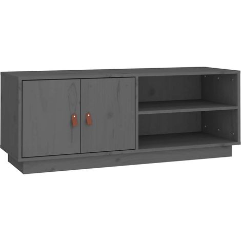 Meuble TV, Étagère TV, Meuble de Salon, Gris 105x34x40 cm Bois de pin massif OIB1252E (1/5)