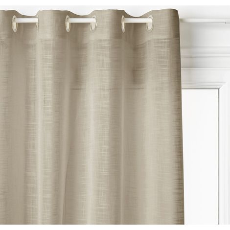 Atmosphera – Voilage Alton beige 140x240cm – 100% polyester – 8 œillets en fer – Lavable en machine à basse température (1/8)