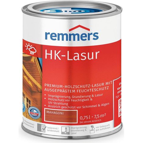 Remmers HK-Lasur 3in1 mahagoni, 0,75 Liter, Holzlasur aussen, 3facher Holzschutz mit Imprägnierung + Grundierung + Lasur, Feuchtigkeit- und UV-Schutz