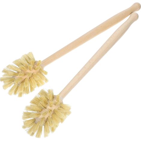 Lot de 2 brosses nettoyage pour WC avec manche en bois et flexibles sisal un profondeur la salle bai