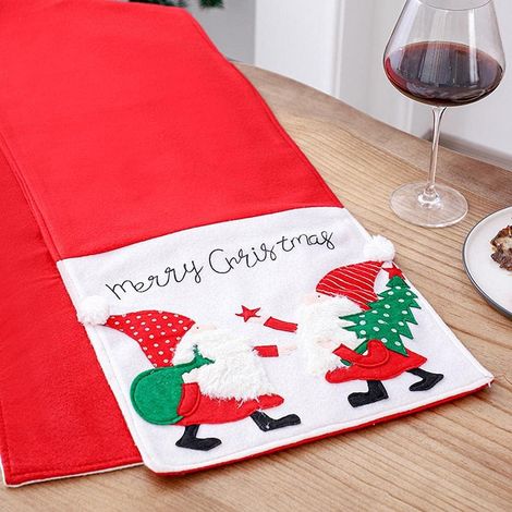 Camino de mesa navideño con motivo de Papá Noel bordado, mantel individual navideño para mesa de entrada y mesa de centro, 180 x 32 cm (1/4)