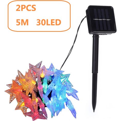 2 Pack SPV Solar Lights 5M 30pcs Multicolor LED Solar Lights with Colorful Five-Pointed Stars Honest (1/3)