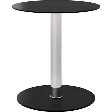 Table basse ronde noire en verre trempé et aluminium Ø40 x 50 cm - PANGIVO (1/5)