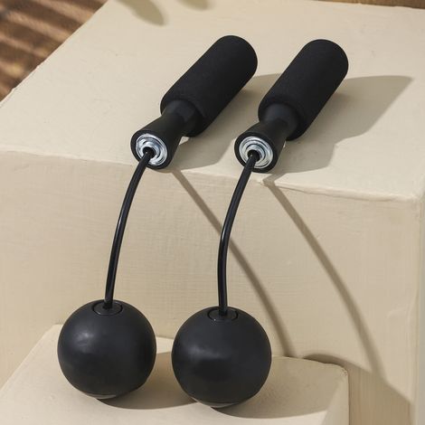 Corde à sauter sans fil pour fitness (60 mm, noire, grosse balle)