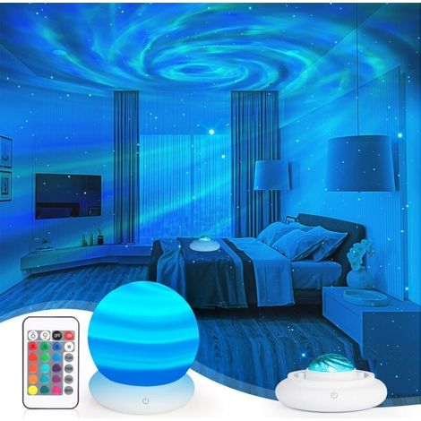 Projecteur Galaxie Veilleuse & Lampe Lune 2-en-1, Lumières Sensorielles Vortex Aurore avec 16 Couleurs, Projecteur Étoiles Rechargeable pour Chambre Enfants Adultes