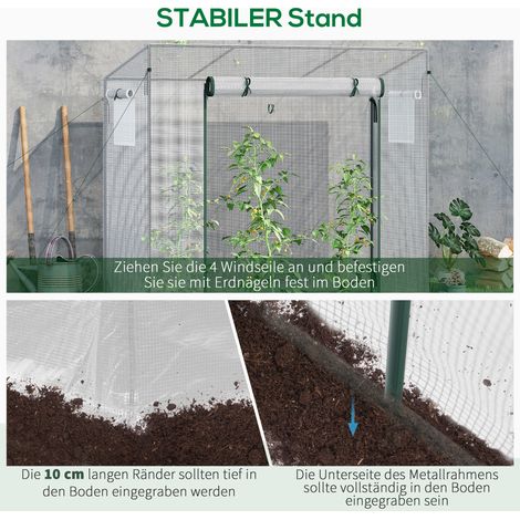 Serre de jardin tunnel 200x68x196cm avec porte enroulable et fenêtre latérale, résistante au vent, acier et PE, idéale pour plantes potagères (1/5)