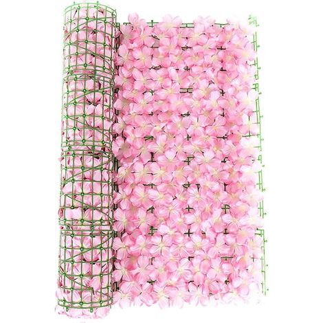 Panneaux de clôture en filet fleuri décoratif, bordure de jardin, haie artificielle, 0,5 x 3 m, rose-AquaForge (1/5)
