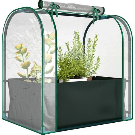 Mini Serre avec Sac de Plantation, Serre Portable avec porte enroulable, 68 x 50 x 70 cm, Vert Foncé (1/5)