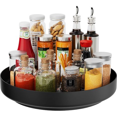 drehbarer Tablett-Organizer, rostfreies Metall, 360°-Drehung, erhöhter Rand, Küche/Badezimmer (1/5)