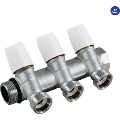 Collettore lineare in ottone cromato modello maxima con rubinetto d'arresto 3/4x1/2 5 vie TIEMME
