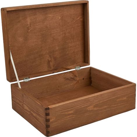 Braune, abschließbare Holzbox 40x30x14 cm Nut- und Federverbindung (1/5)