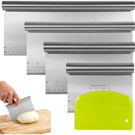 5PCS Coupe Pate Inox Grattoir à Pâte Ustensiles de Cuisine Accessoire (1/5)