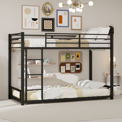 Litera metálica con dos camas individuales, dimensiones 90190 cm / estructura metálica robusta y estable / diseño silencioso / barandillas de seguridad / colchón de muelles no incluido. (1/5)