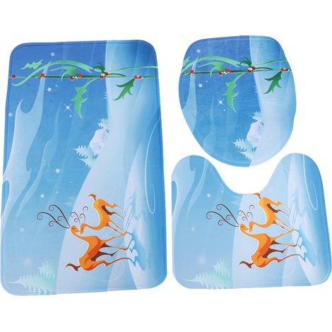 Tapis De Bain Antidérapant - Ensemble Tapis Toilette Et Lavabo - Polyester Imprimé Haute Température - Lot De 3 Pièces (1/5)