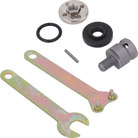 Kit adaptateur clé électrique à meuleuse d'angle conversion coupe polissage meulage clé plateau presse tête raccord bague élastique goupille acier 45 (1/5)