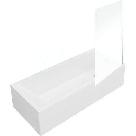 Baignoire rectangulaire VitrA Neon 170x75cm + Pare bain droit AURYS Mist 1 chromé profilé droite + vidage chromé