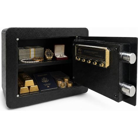 Security Safe - 0.5 cu.ft - Black, Key & Combination Lock - for Home, Office, Valuables (1/5)