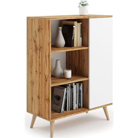 Mobiletto Fondi rovere artigianale oro - bianco, Scandinavo