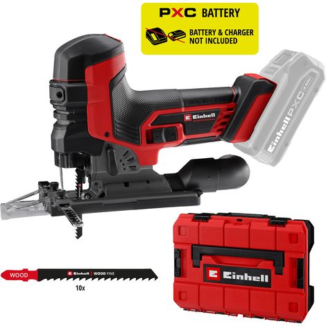 Einhell Professional Akku-Stichsäge TP-JST 18/135 Li BL S-F - Solo Power X-Change (18 V, 135 mm Schnitttiefe in Holz, 26 mm Hubhöhe, Brushless, 10x Sägeblatt, E-Case, ohne Akku) (1/5)