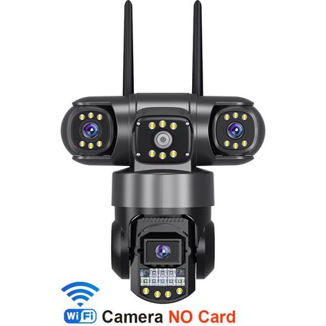 Caméra WiFi IP extérieure - V380 - 12MP (3 objectifs) - Pan/Tilt 355°/90° - IP66 étanche