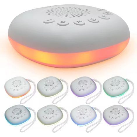 Veilleuse Bébé Musicale Lumineuse Veilleuse avec Machine à Bruit Blanc 20 Sons, Niveaux de Volume Réglable Minuterie 8 Couleurs (1/5)
