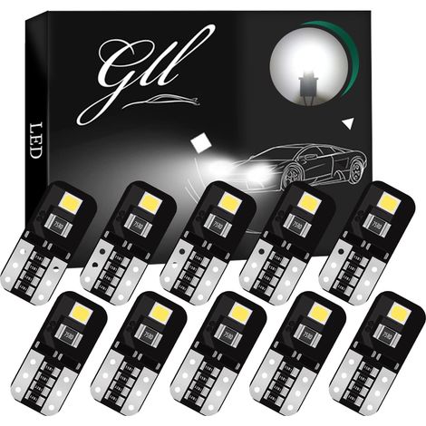 10pcs W5W LED Ampoules T10 501 3030 2SMD 130 LM 6500 K Blanc 12V (1/5)