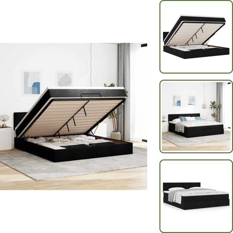 vidaXL Ottoman-Bett mit Matratze Schwarz 160x200 cm Stoff (1/5)
