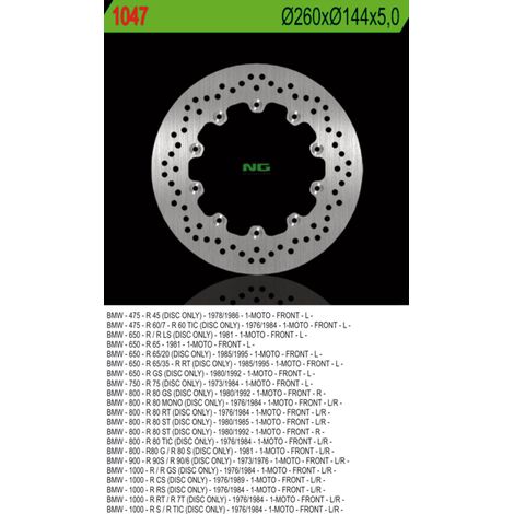 Disco freno anteriore NG BMW R45-R100 260x5mm, 10 fori, diametro 5mm