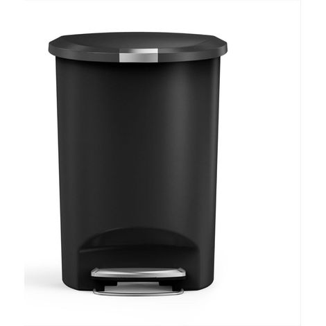 poubelle demi-lune à pédale, poubelle de cuisine, plastique noir, 50 litres (1/5)