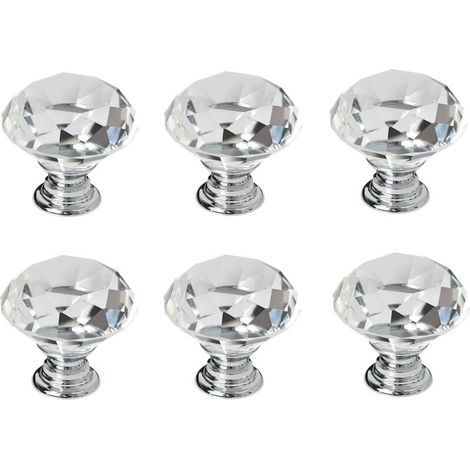 Maniglie in cristallo, maniglie per cassetti e ante di armadi con cristalli a diamante da 30 mm, maniglie per ante in vetro della cucina, armadietti e toelette per cucine domestiche e uffici. (1/3)