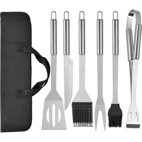 Juego de accesorios para barbacoa - 5 piezas - Juego de utensilios para barbacoa - Accesorios para barbacoa que incluyen pinzas para barbacoa (1/5)
