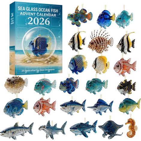 Kerst-aftel-blind box – Blind box met oceaanvis-hanger – Creatieve adventskalender-verrassingszak (1/5)