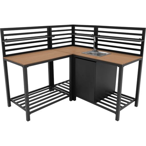 Aluminium & Wood Outdoor 3pc Kitchen Set