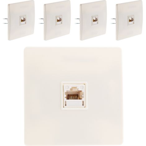Lot de 5 prises téléphone RJ 45 vis + griffes Blanc - Diwone
