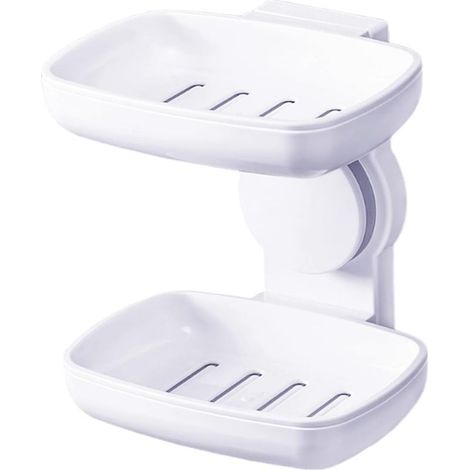 Porte-savon sans perçage, ventouse, porte-savon de salle de bain, porte-savon de douche avec vidage, porte-savon amovible en plastique avec vidage (1/5)