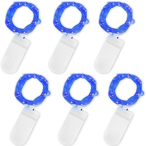 VUSZR LED Mini Lichterkette mit Batterie, 6x20er Micro Lichterkette außen Batterie, 2M DIY kleine Lichterketten Wasserdicht für Party Hochzeit Weihnachten Beleuchtung Deko (Blau, 6 Pack) (1/5)