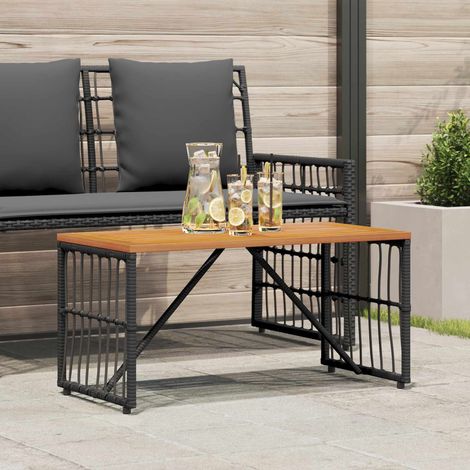 Tisch für Outdoor Schwarz 80 x 40 x 40 cm Stahl und Poly Rattan