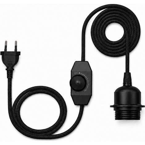 Douille de lampe E27 avec câble de 4,5 m, suspension de lampe à intensité variable avec prise européenne, douille de lampe avec câble et anneau à vis, lampe suspendue avec prise pour abat-jour, noir (1/5)