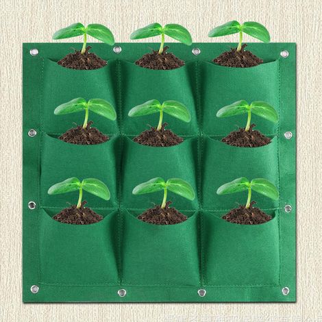 Jardinière murale verticale suspendue à 9 poches (verte) (1/5)