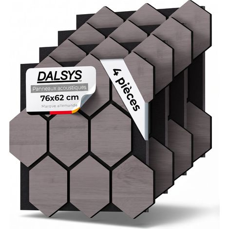Panneau acoustique hexagonal Dalsys - 76 x 62 cm, lot de 4, gris (1/5)
