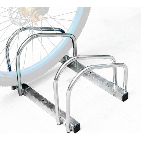 Lupex Shop – Rastrelliera supporto Portabici per 2 bici, con pneumatici da 35 a 60 mm, in acciaio, per esterni, parete o pavimento