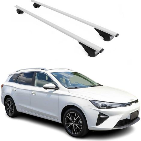 OMAC Barres de toit pour MG5 EV 2021-2026 – TÜV / DIN 75302:2019 – Antivol inclus – Charge max 75 kg – 2 barres Argent (1/4)