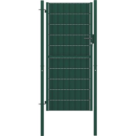 Portail de clôture PVC et acier 100x124 cm Vert vidaXL