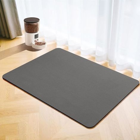 Alfombrilla para comedero de perro - Comedero limpio - Goma antideslizante - 30x50 cm - Gris oscuro (1/5)
