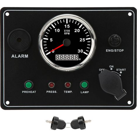 Jeffergarden Tableau de bord marin multifonction 3000 tr/min, compteur de vitesse, basse pression d'huile, alarme de température de l'eau pour camping-car, yachts, bateaux, système de circuit 12 V-DOU