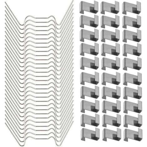 120 Pcs Clips de fixation pour vitre de verre à effet de serre en acier inoxydable (avec 60 clips de fil W pour vitrage en serre et 60 clips de chevauchement en Z pour vitrage de serr