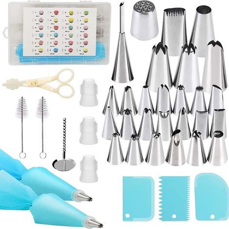 Douille Patisserie Poches Douille , DIY Patisserie Accessoire Kit , Acier Inoxydable Douilles, Ustensiles Pâtisserie - 40 Pcs (1/4)