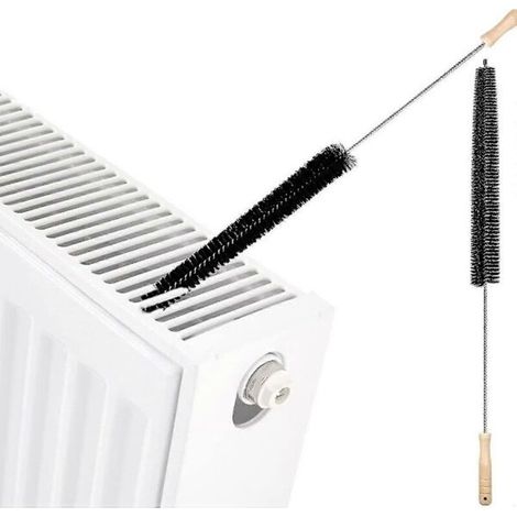 LYERCW - Lot de 2 brosses de nettoyage pour radiateur, essuie-poussière flexibles avec manche en bois (73 cm)